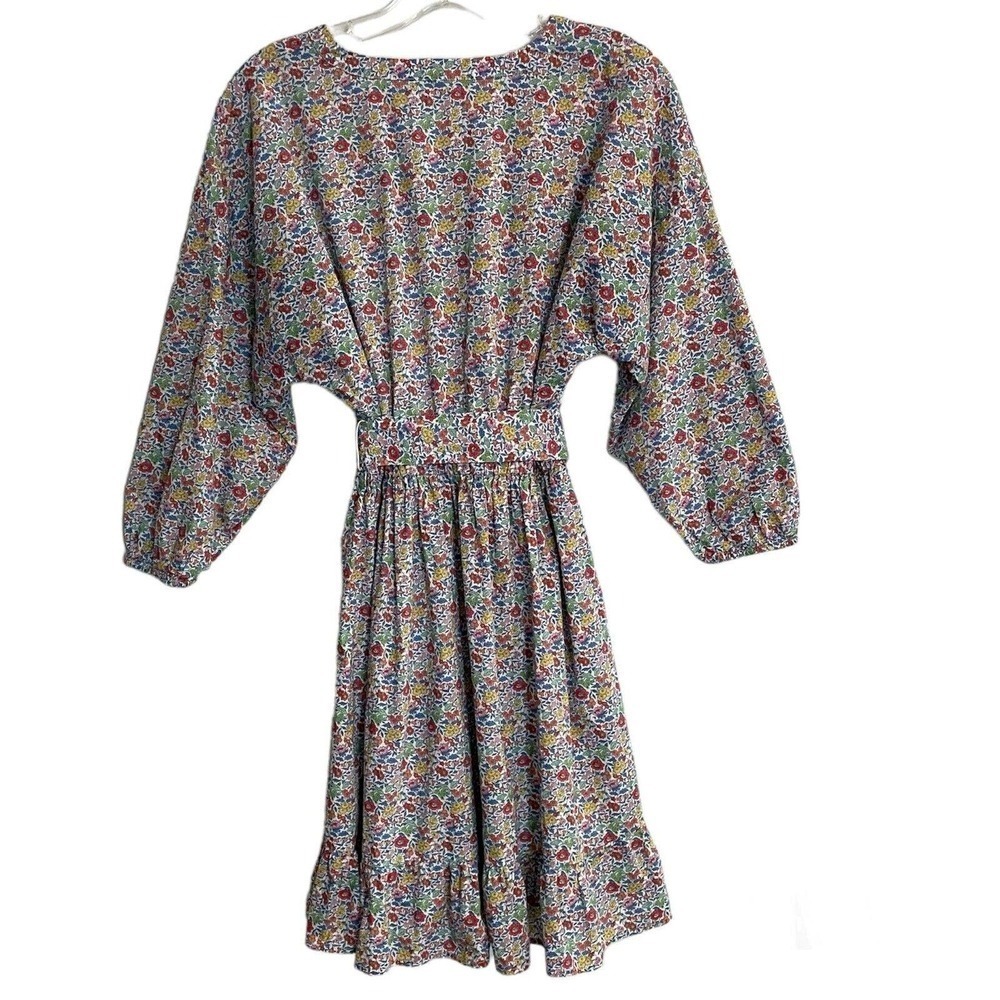 J. Crew Dress Tie-Waist Mini Dress Size S Ditsy Floral L7113 Dolman 3/4 … - Picture 2 of 9